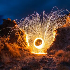 steelwool photography with between rocks